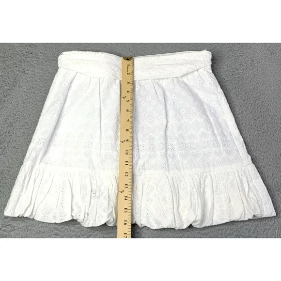 New MISA Los Angeles Skirt Womens Size White Large Lined Hearts Bow Made USA NWT